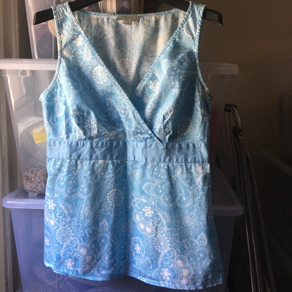 LOFT Faux-Wrap Cotton Top - Size 4 Petite